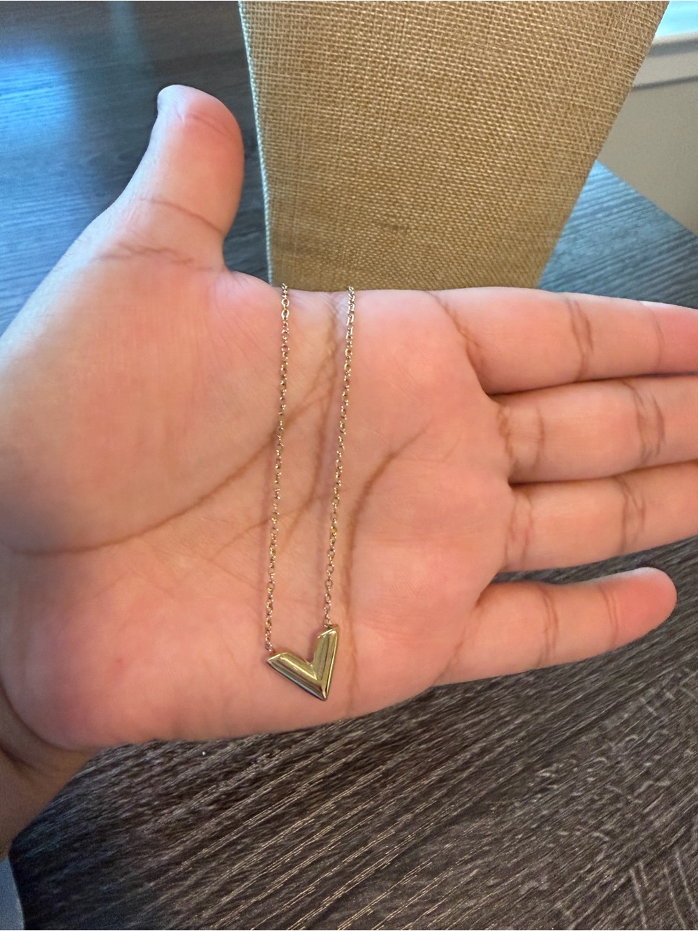 18K Real Gold Plated V Pendant Necklace | Minimalist Non Tarnish